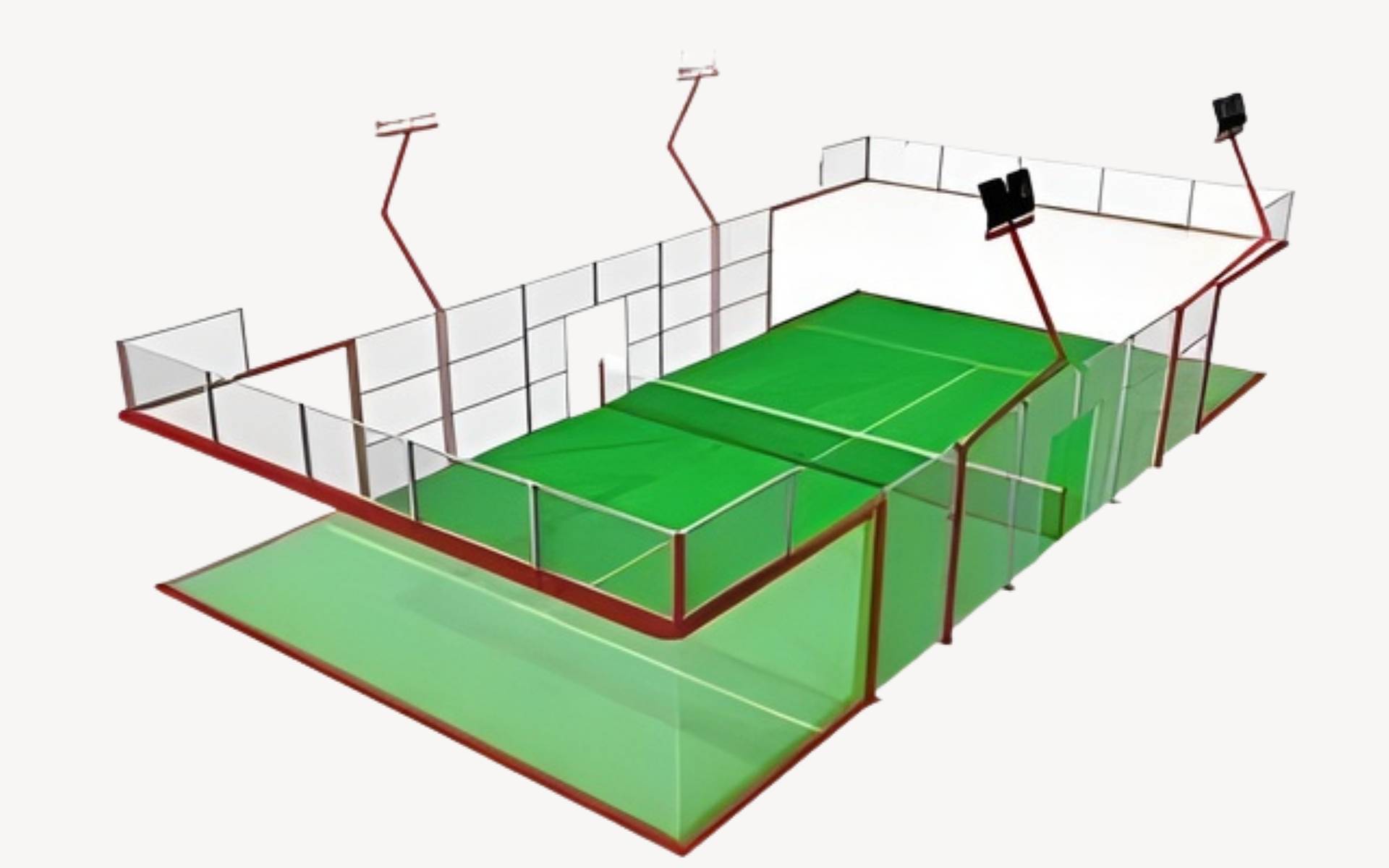 Ilustración de una pista de pádel panorámica de las que instalamos