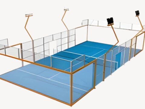 Ilustración de una de las pistas de pádel acristaladas que instalamos