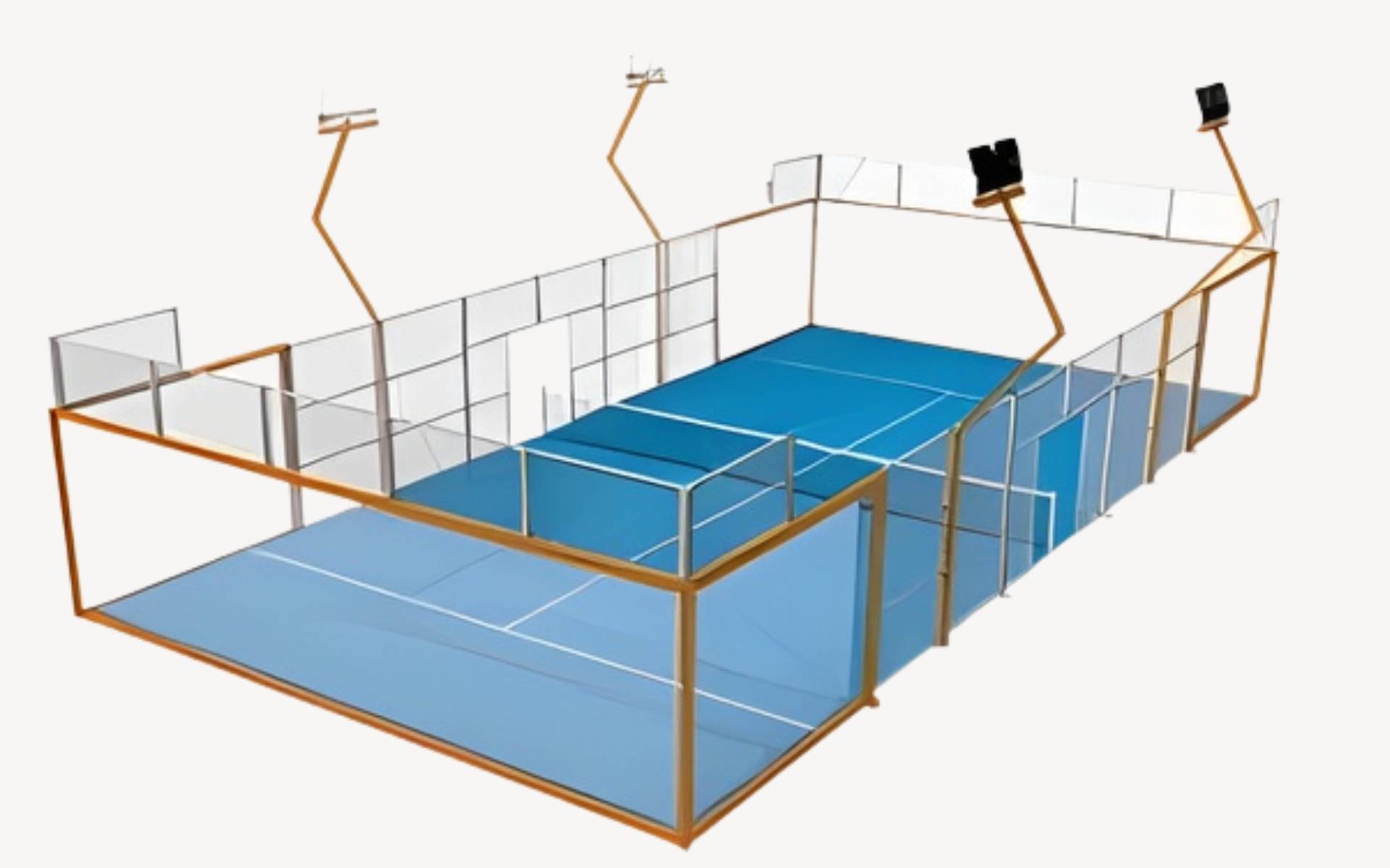Ilustración de una de las pistas de pádel acristaladas que instalamos