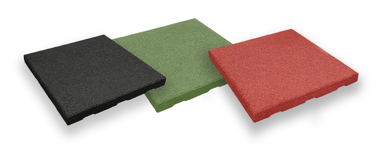 Tres losetas de caucho