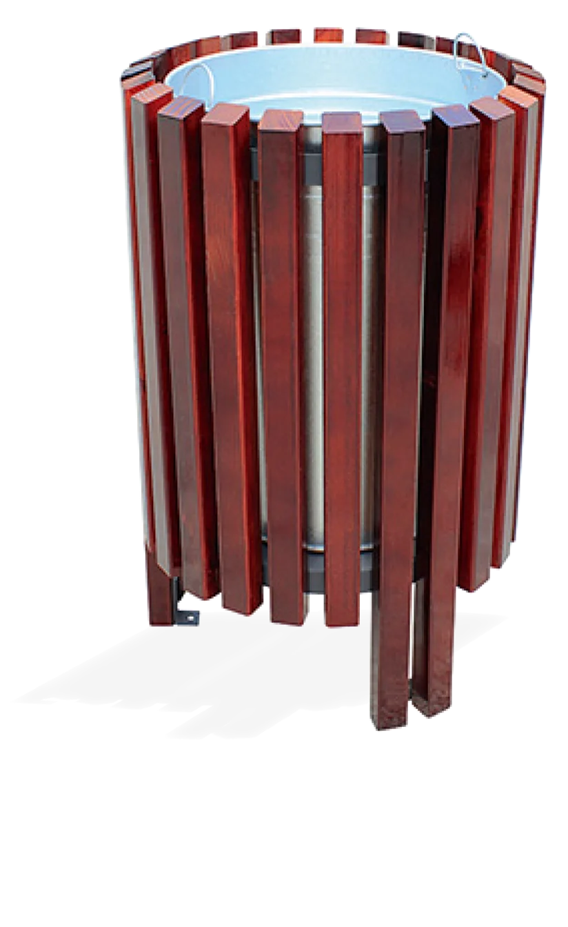 Revestimiento de madera para papeleras de mobiliario urbano