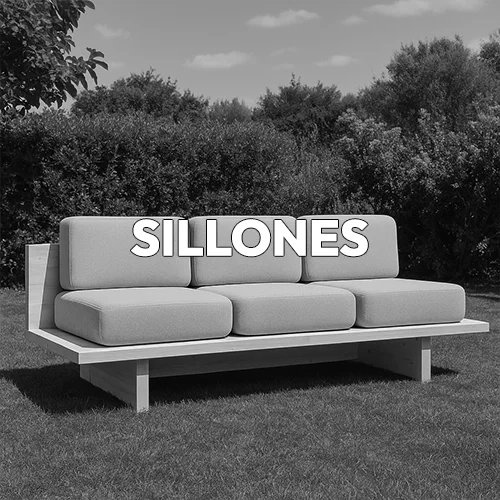 Mobiliario de jardín, sillón de tres plazas en blanco y negro